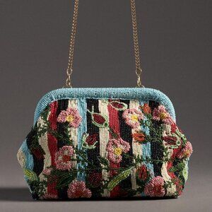 Anthropologie Beaded Wildflower Clutch